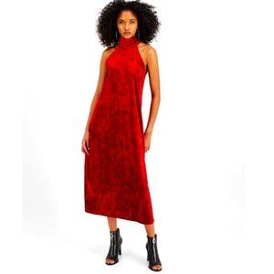 Sleeveless Halter Midi Shift Dress - Red - NWT
